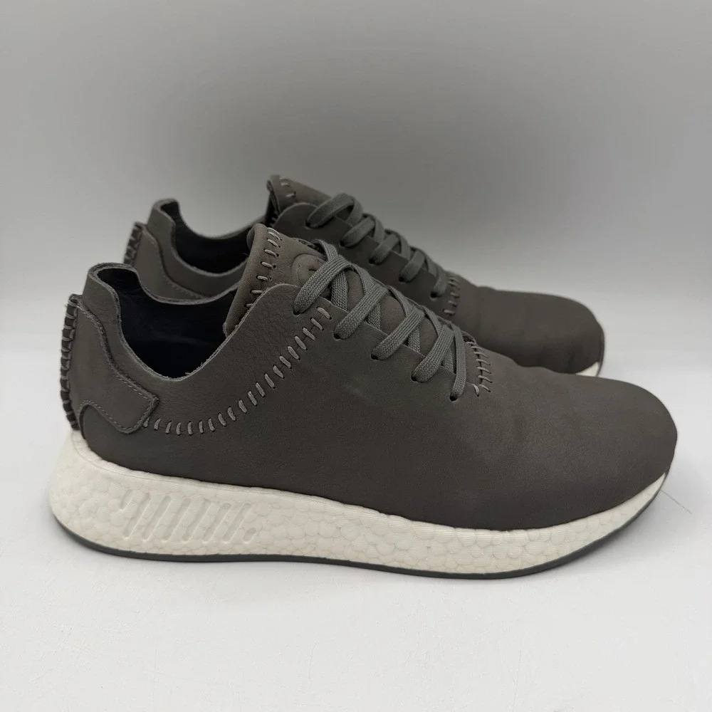 Adidas Wings & Horns WH‎ NMD_R2 Shoes Mens 8 Ash Grey Leather Sneakers BB3117
